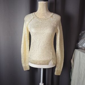 Juicy Couture Girls XL Gold Metallic Knit Sweater Holiday Sparkle‎